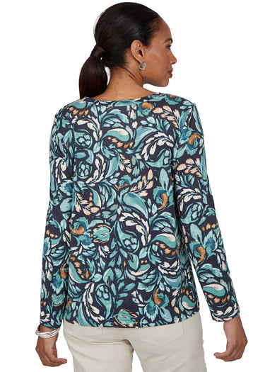 TOP *PLUS* NAVY MULTI BRUSHED PRINT HATCHI