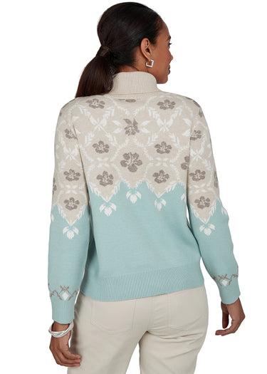SWEATER *PLUS* MINT FLORAL FAIRISLE