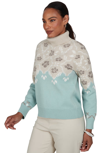 SWEATER *PLUS* MINT FLORAL FAIRISLE