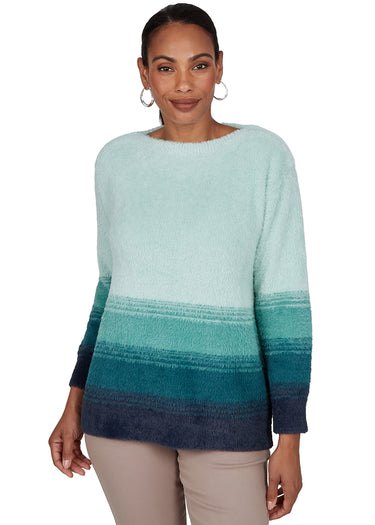 SWEATER *MISSY* TURQUOISE MULTI BALLET NECK OMBRE