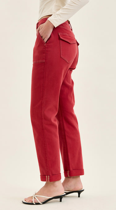 DENIM *MISSY* HAUTE RED HW AURORA WEEKENDER