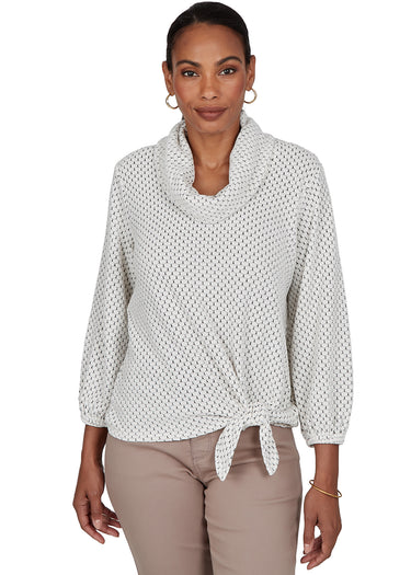 TOP *MISSY* HONEYCOMB SIDE TIE 3/4 SLEEVE 2 COLORS