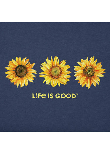 TEE *MISSY* DARKEST BLUE CRUSHER LONG  SLEEVE 3 SUNFLOWERS