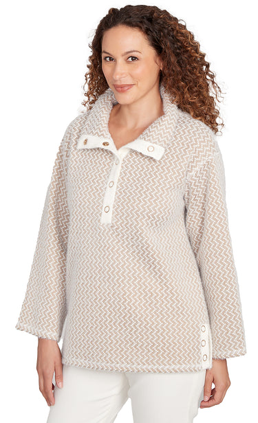 TOP *PLUS* BISCOTTI IVORY ZIG ZAG SWEATER KNIT