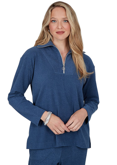 TOP PLS HALF ZIP STRETCH RIB 2 COLORS