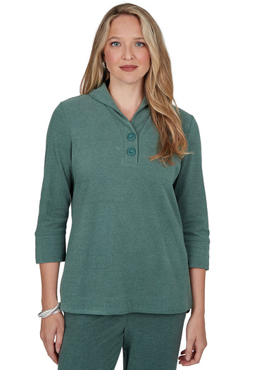 TOP *MISSY* VNECK RIB PULLOVER 3/4 SLEEVE 3 COLORS