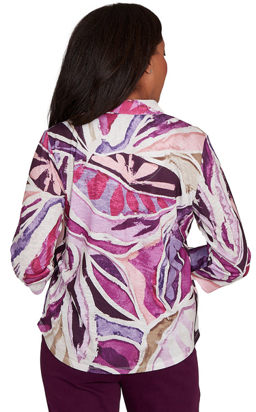 TOP *PLUS* PLUM MULTI ABSTRACT PATCHWORK
