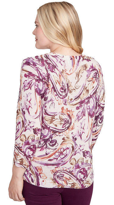 SWEATER *PLUS* IVORY MULTI PAISLEY SHIMMER
