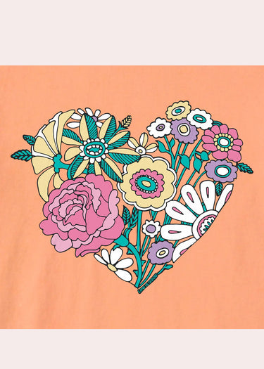 CRUSH "MISSY" CANYON ORANGE SHORT SLEEVE V RETRO FLOWER HEART