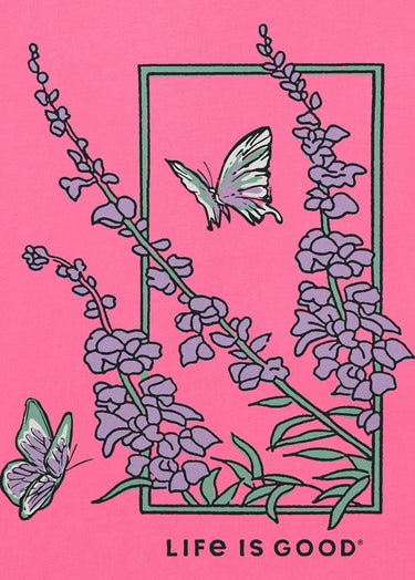 TOP *MISSY* WATERMELON PINK LONG SLEEVE BUTTERFLY FLOWERS