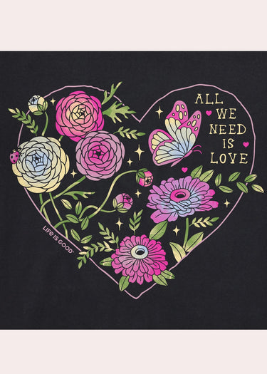 TOP *MISSY* FADED BLACK CRUSH SHORT SLEEVE LITE ALL NEED LOVE