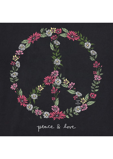 TEE *MISSY* FADED BLACK CRUSH LONG SLEEVE LITE WILDFLOWER PEACE