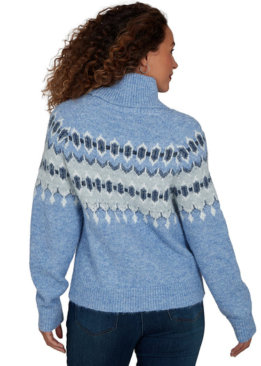 SWEATER *MISSY* ICE BLUE MULTI LONG SLEEVE CREW NECK COLOR BLOCK