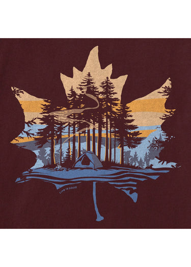 TEE *MISSY* DEEP BURGANDY CRUSH LONG SLEEVE LEAF CAMP