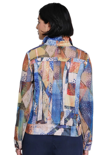 JACKET *MISSY* MULTI PRINT MESH BUTTON FRONT LONG SLEEVE
