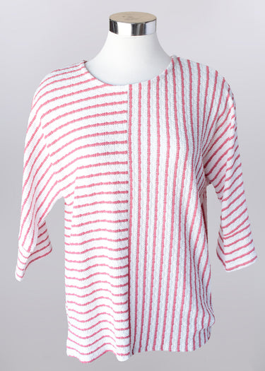TOP *MISSY* RED BLACK STRIPE 3/4 SLV