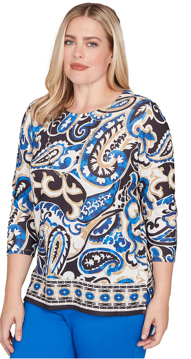 TOP *PLUS* BLACK MULTI PAISLEY BORDER