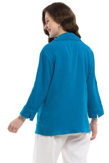 JACKET *PLUS* ISLAND BLUE SHAWN W/PKT