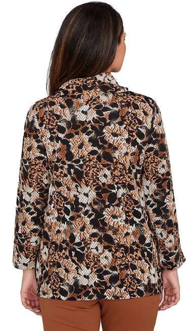 TOP *MISSY* TAN MULTI L/S SPLIT COWL NK