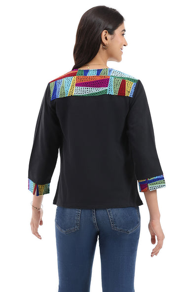 JACKET *MISSY* BLACK INDIE W/PKTS 3/4 SLV