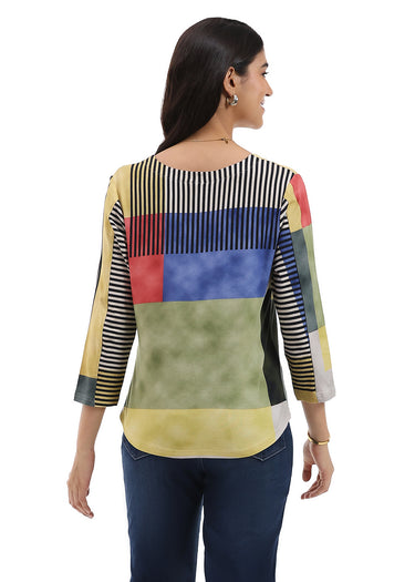TOP *PLUS* MULTI ELAINE 3/4 SLEEVE