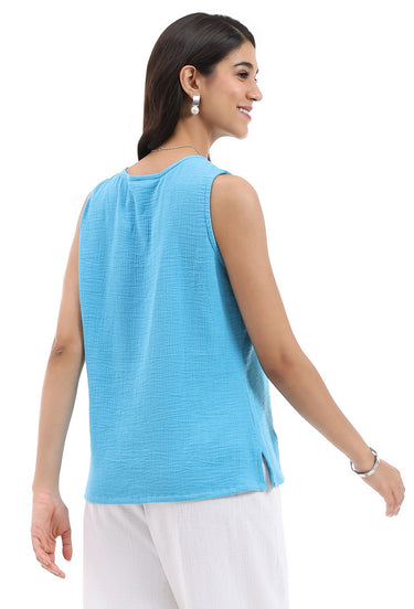 TANK *MISSY* OCEAN SHAWN SLD GAUZE
