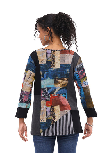 TOP *MISSY* MULTI JORDAN 1 POCKET 3/4 SLEEVE