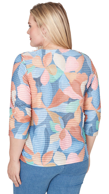 TOP *PLUS* BLUE MULTI ABSTRACT FLORAL