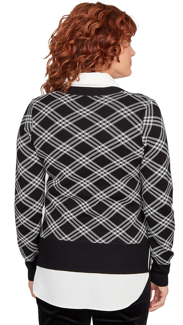 SWTR *PETITE* LONG SLEEVE PLAID TWOFER