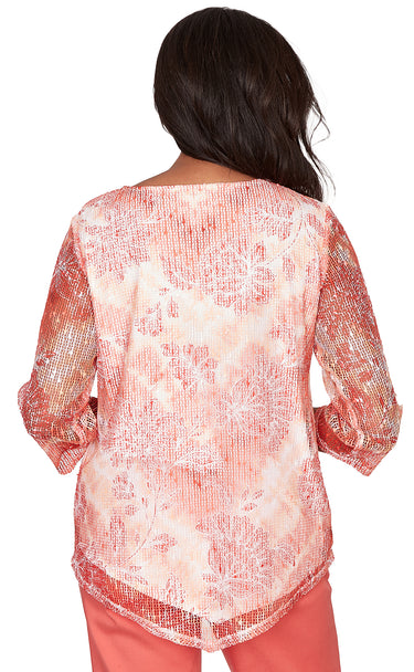 TOP *PETITE* TANGERINE BATIK TIE DYE CHEVRON