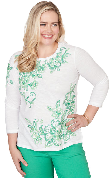 TOP *MISSY* WHITE FLORAL EMBROIDERY