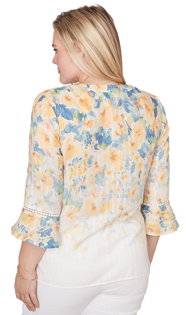 TOP *PLUS* YELLOW MULTI FLORAL YOKE
