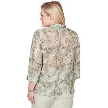 TOP *PETITE* CELADON TIE DYE FLORAL