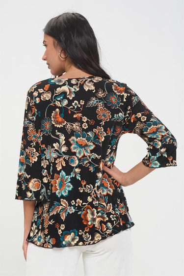TOP *MISSY* MULTI MERROW PRINT 3/4 SLV
