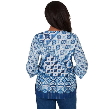 TOP *PETITE* BLUE IKAT PATCHWORK