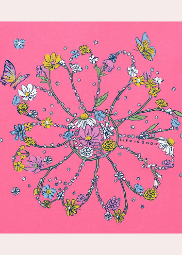 CRUSH *MISSY* WATERMELON PINK SHORT SLEEVE V-NECK BLOOMING DAISY