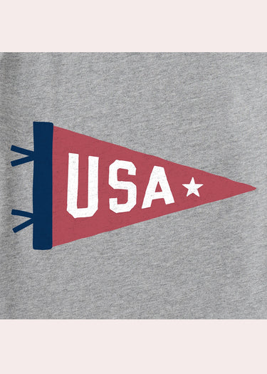 CRUSH *MISSY* HEATHER GRAY SHORT SLEEVE LITE USA PENNANT