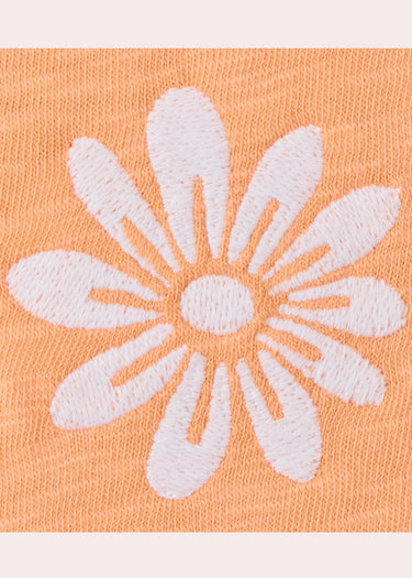 TANK *MISSY* CANYON ORANGE TEXT SLUB DAISY