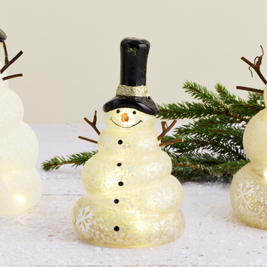 Mercury Glass LED Snowman (Small)