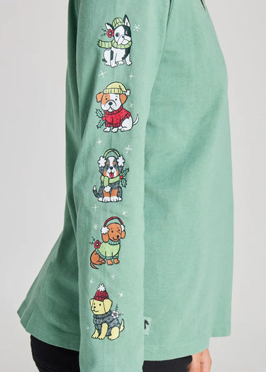 CRUSH *MISSY* GRANITE GREEN LONG SLEEVE V WINTER WOOFS