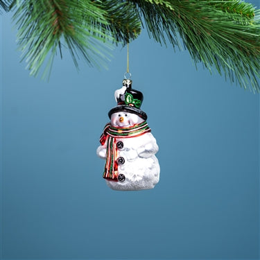 GLASS SNOWMAN ORNAMENT