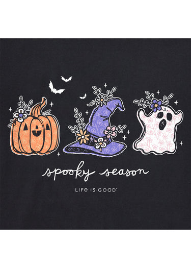 TEE *MISSY* BLACK CRUSHER LONG SLEEVE V SPOOKY SEASON