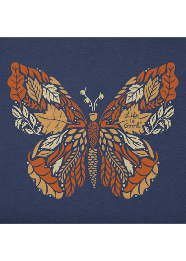 TEE *MISSY* NAVY CRUSH LONG SLEEVE V NECK AUTUMN BUTTERFLY