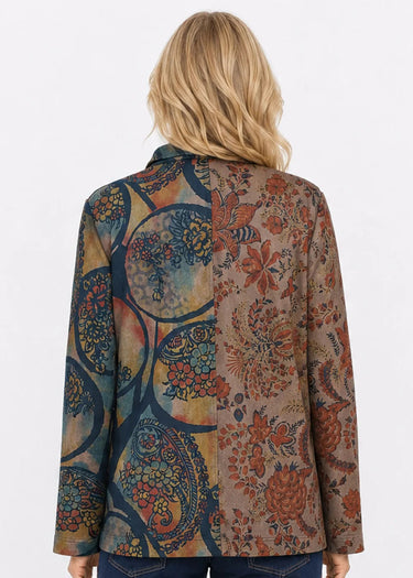 JACKET *MISSY* MULTI KNIT FLORAL PRINT LONG SLEEVE