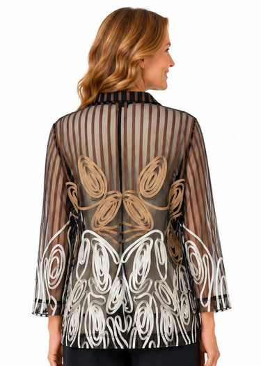 JACKET *MISSY* BLACK MULTI MESH SOUTACHE DESIGN