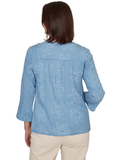 TOP *PLUS* BLUE FLORAL LYOCELL