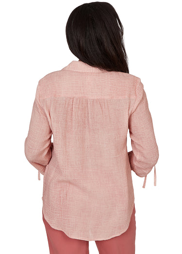 TOP *PETITE* ROSEWOOD GAUZE
