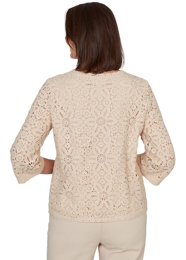 TOP *PETITE* OATMEAL CROCHET