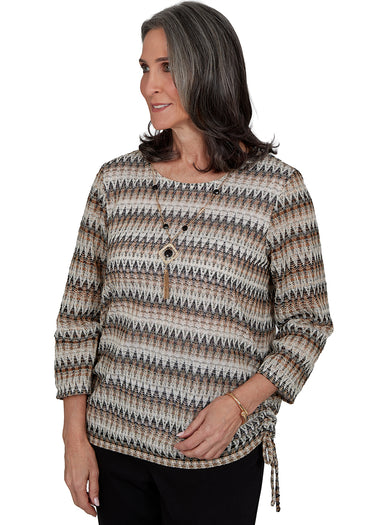 TOP *MISSY* NEUTRAL MULTI TEXTURE BIADERE