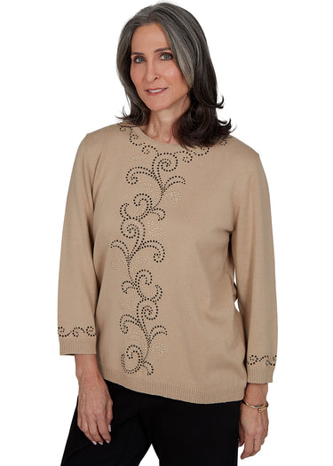 SWEATER *PETITE* HEAT SET CENTER SCRLL